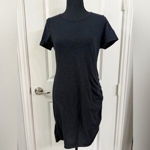 Wasabi + Mint black, short-sleeved, ruched t-shirt dress